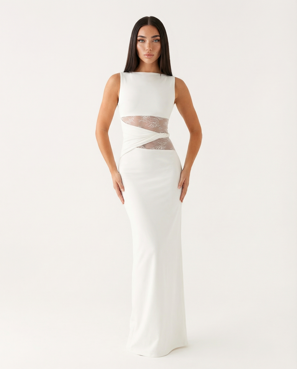 Henrietta Maxi Dress in white - front
