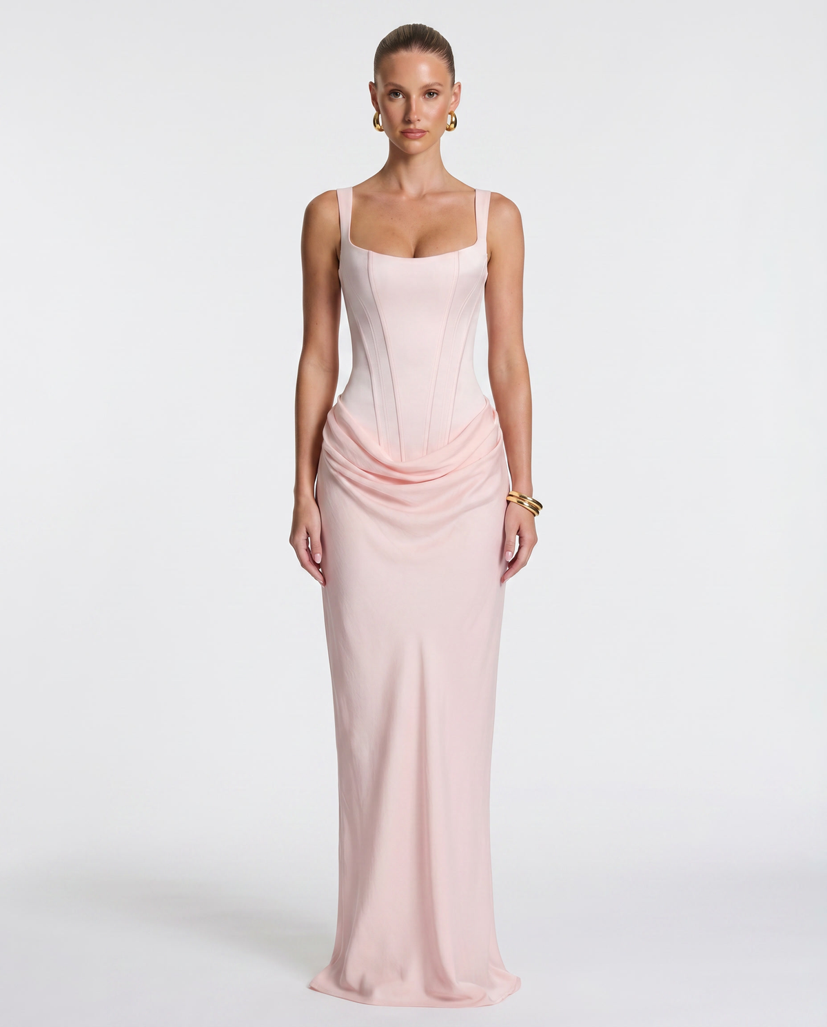 Genevieve Maxi Dress in soft pink - front view