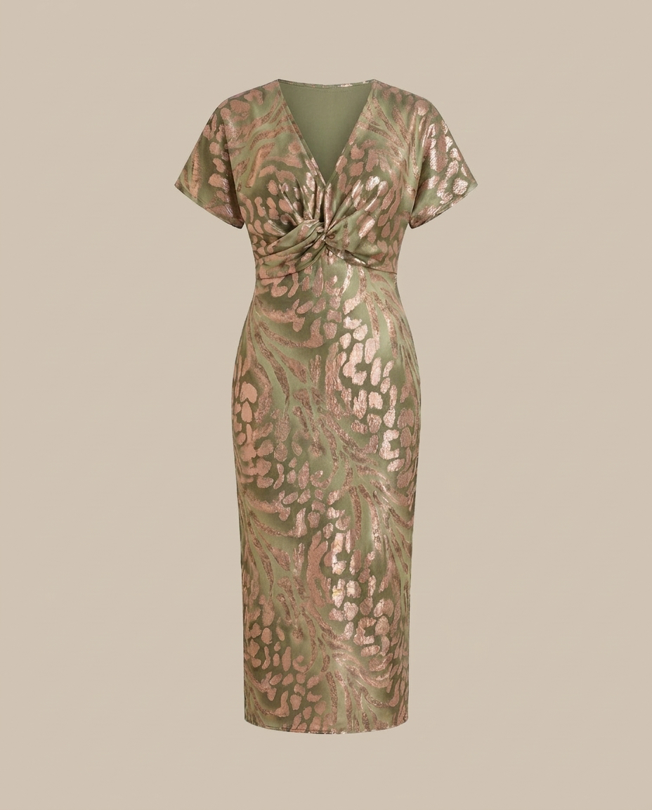 Aveline - V-Neck Twist Midi Dress