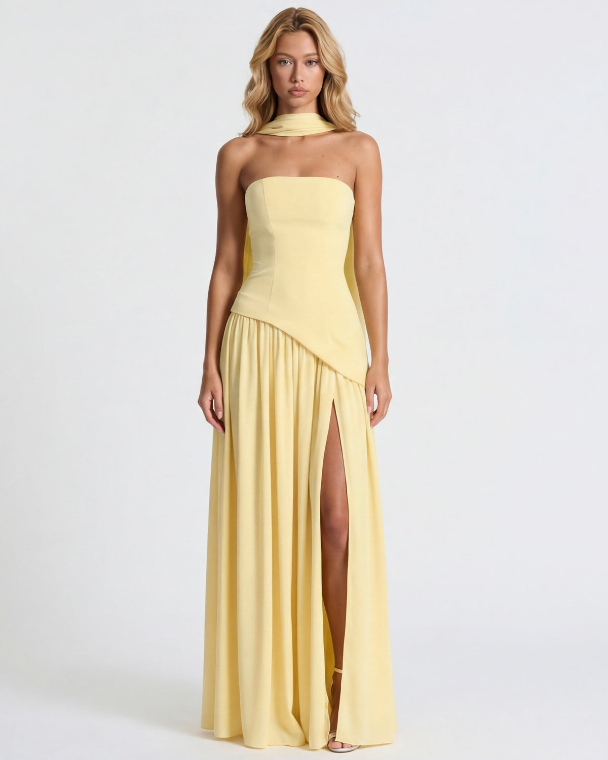 Ariadne Maxi Dress in light yellow - front