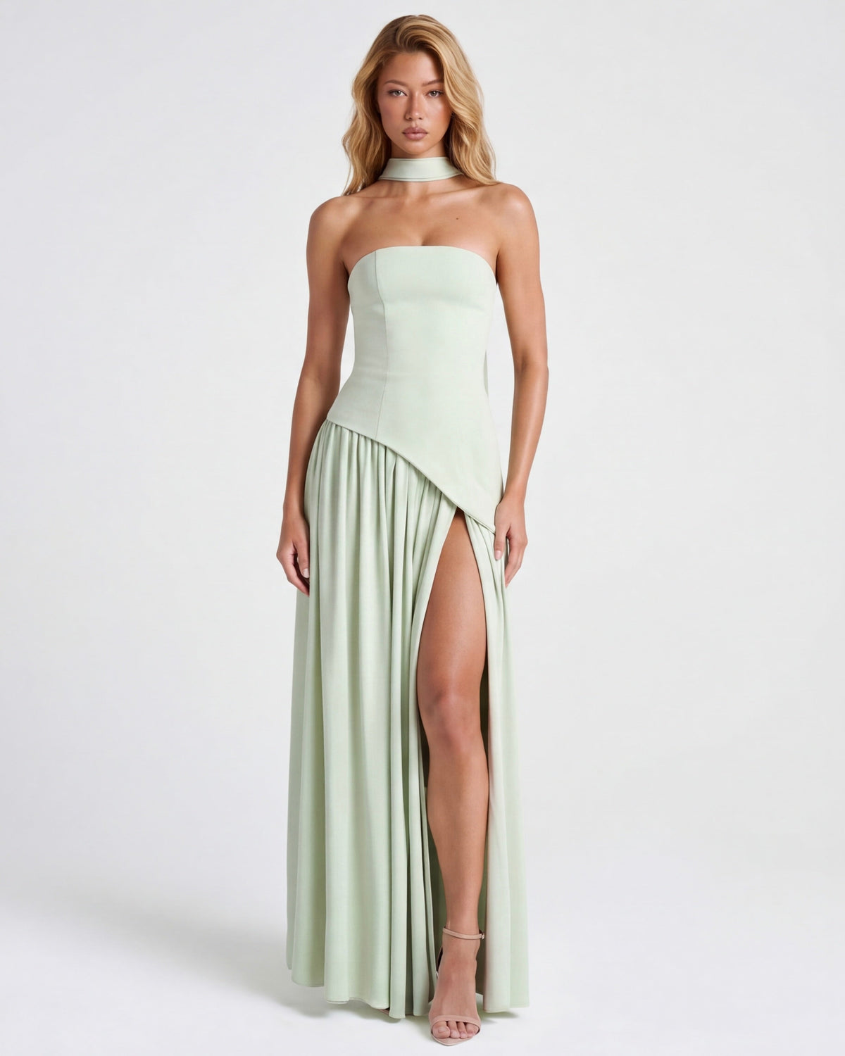 Ariadne Maxi Dress in sage green - front