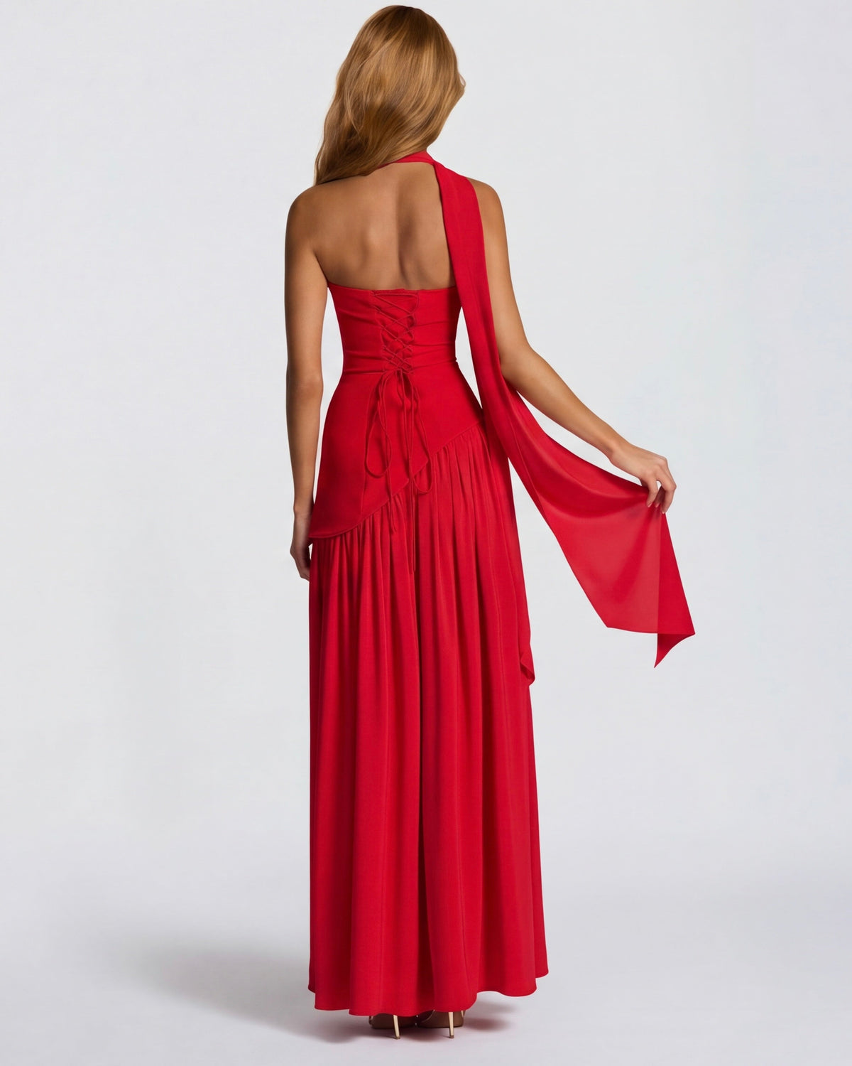 Ariadne Maxi Dress - back view with lace-up detail