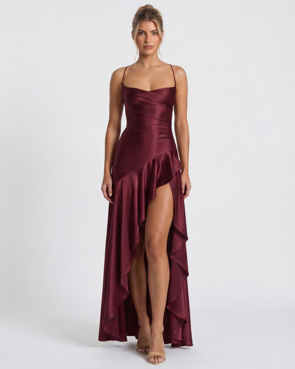 Georgiana Gown in wine red - front