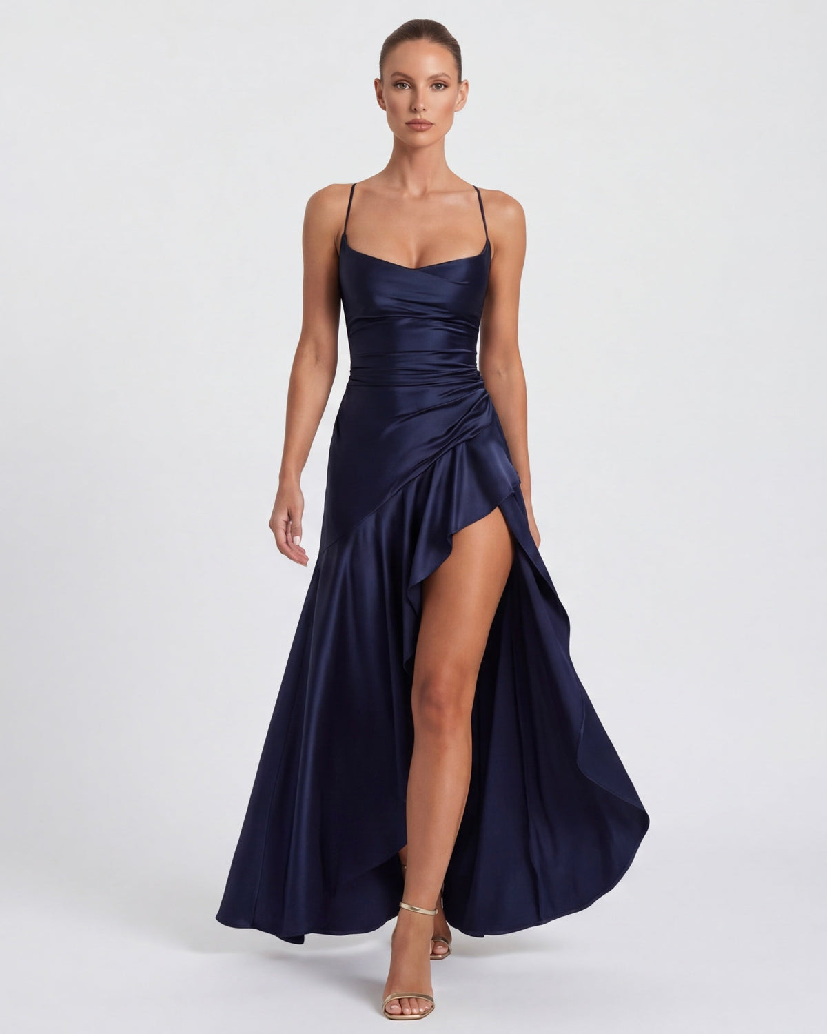 Georgiana Gown in navy blue - front