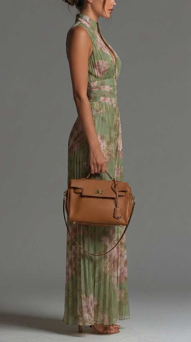 Solene Pleated Floral Jumpsuit — side profile