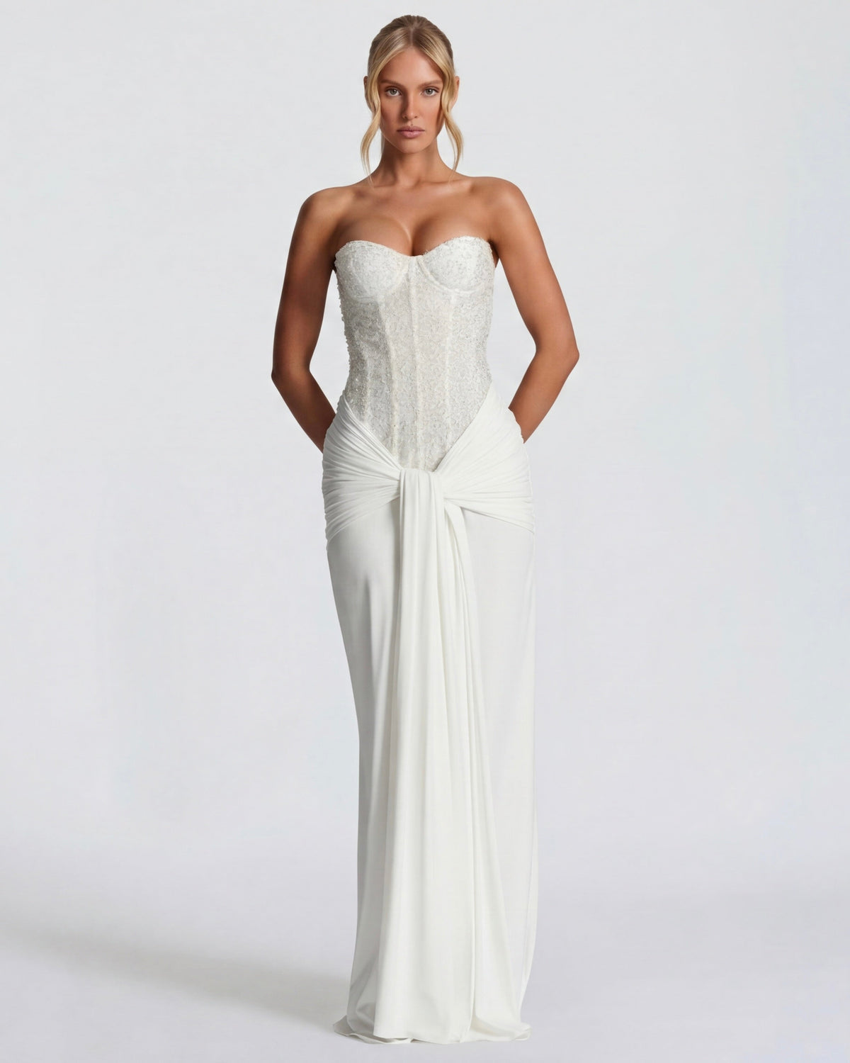 Leonora Gown in white - front view