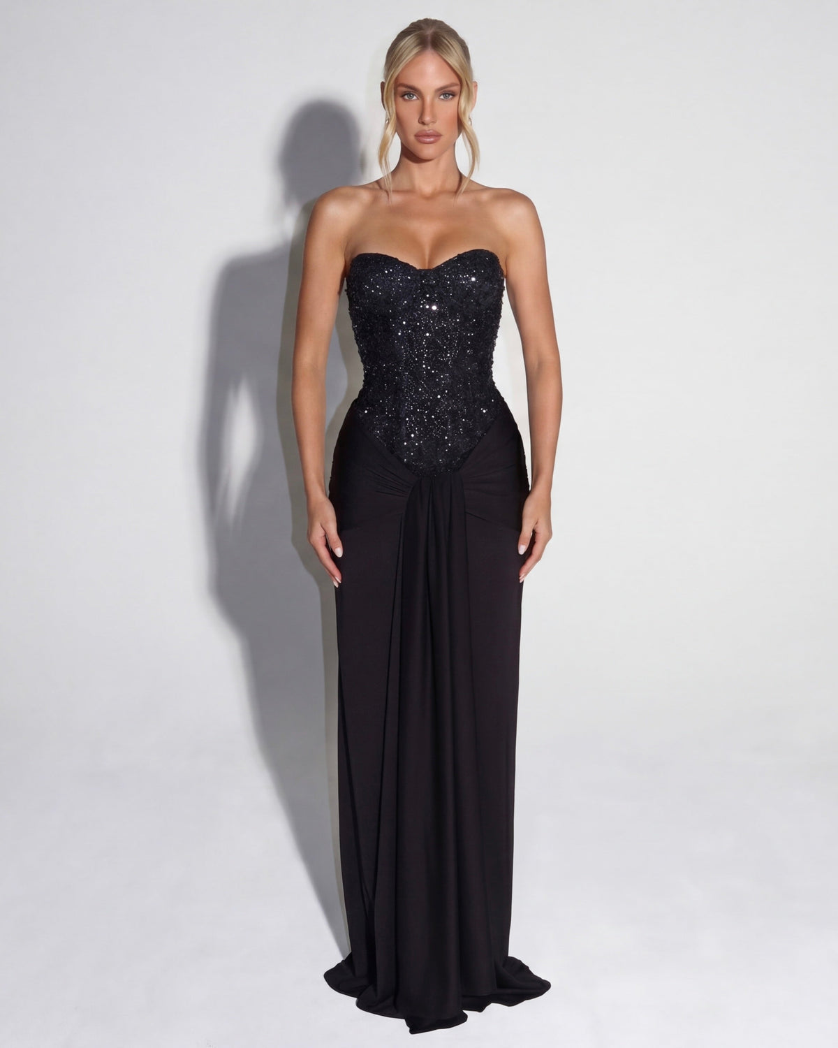 Leonora Gown in black - front view