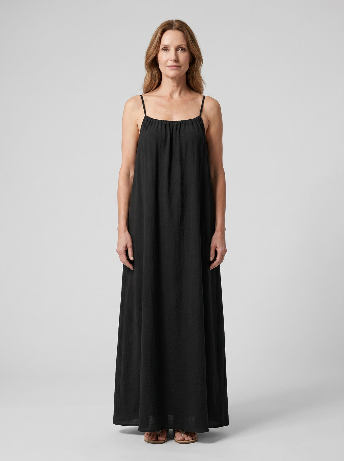Rosalie backless maxi dress in Black - front view