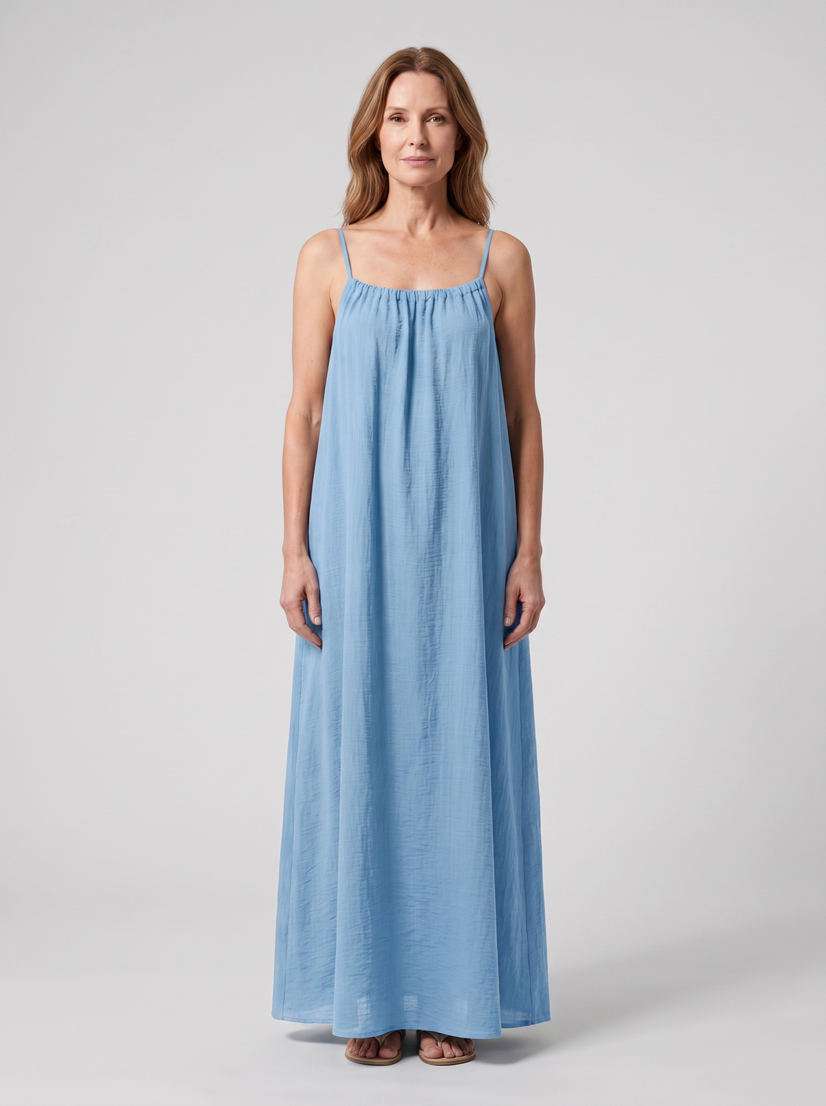 Rosalie backless maxi dress in Sky Blue - front view