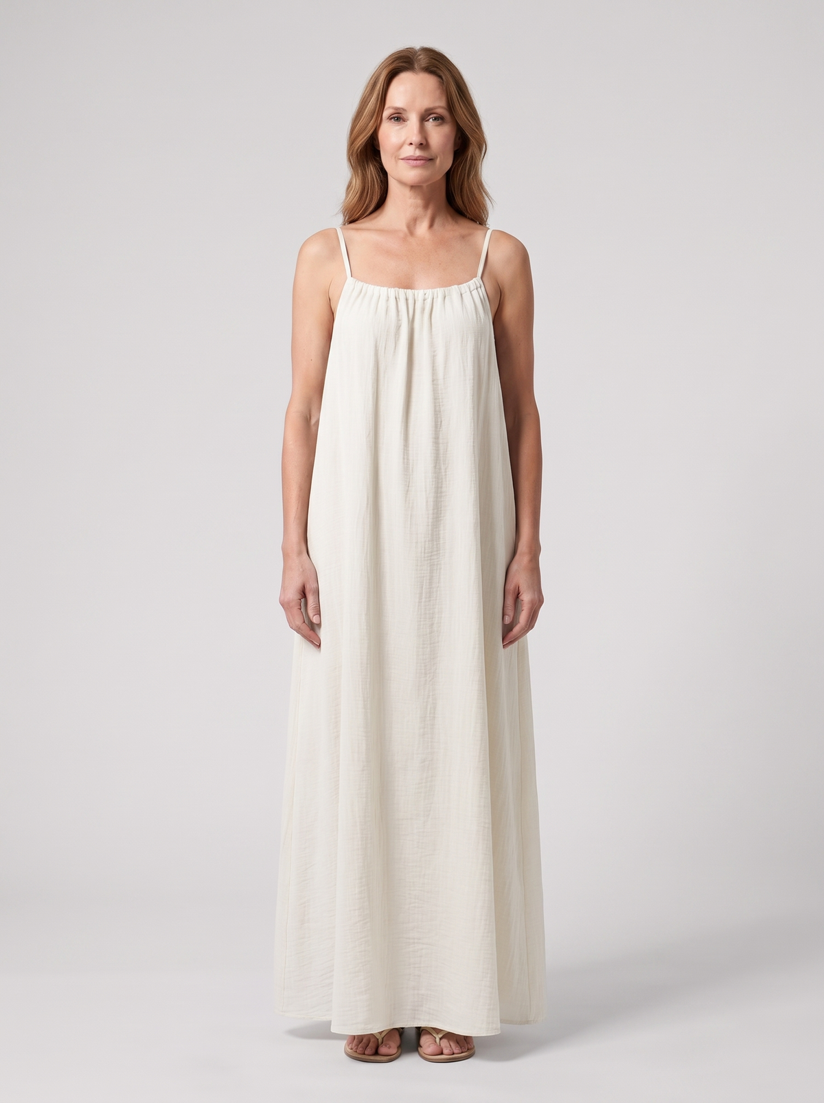 Rosalie backless maxi dress in Ivory White - front view