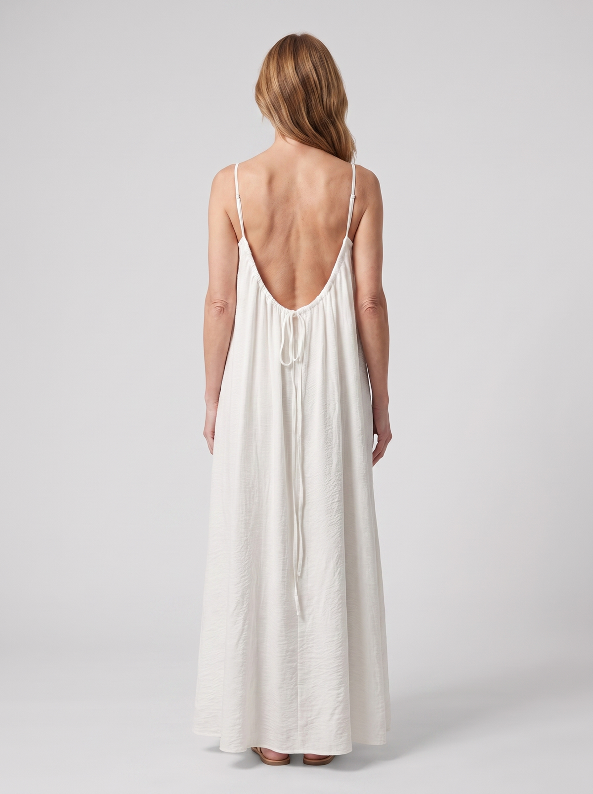 Rosalie backless maxi dress in Ivory White - back view