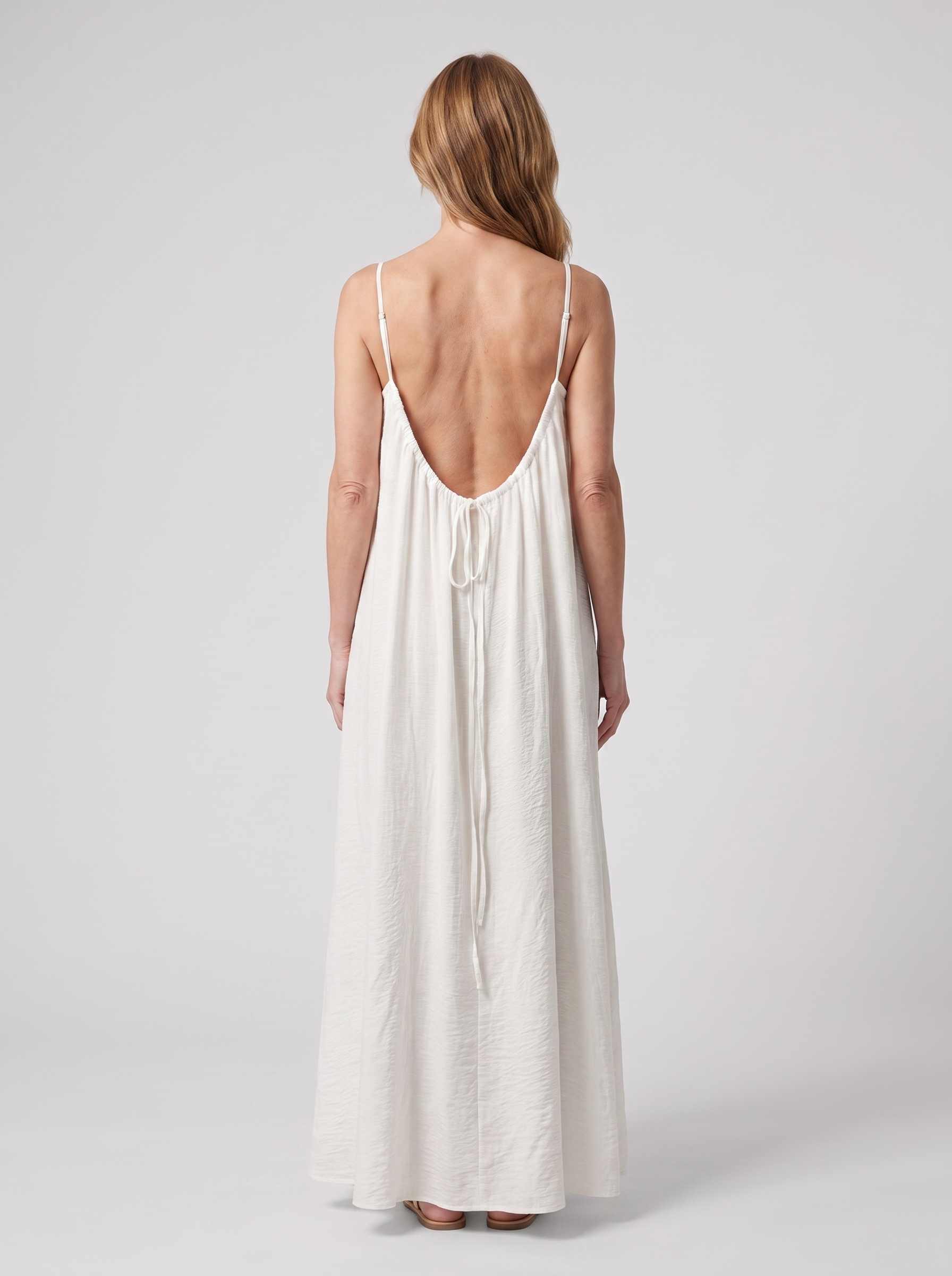 Rosalie backless maxi dress in Ivory White - back view