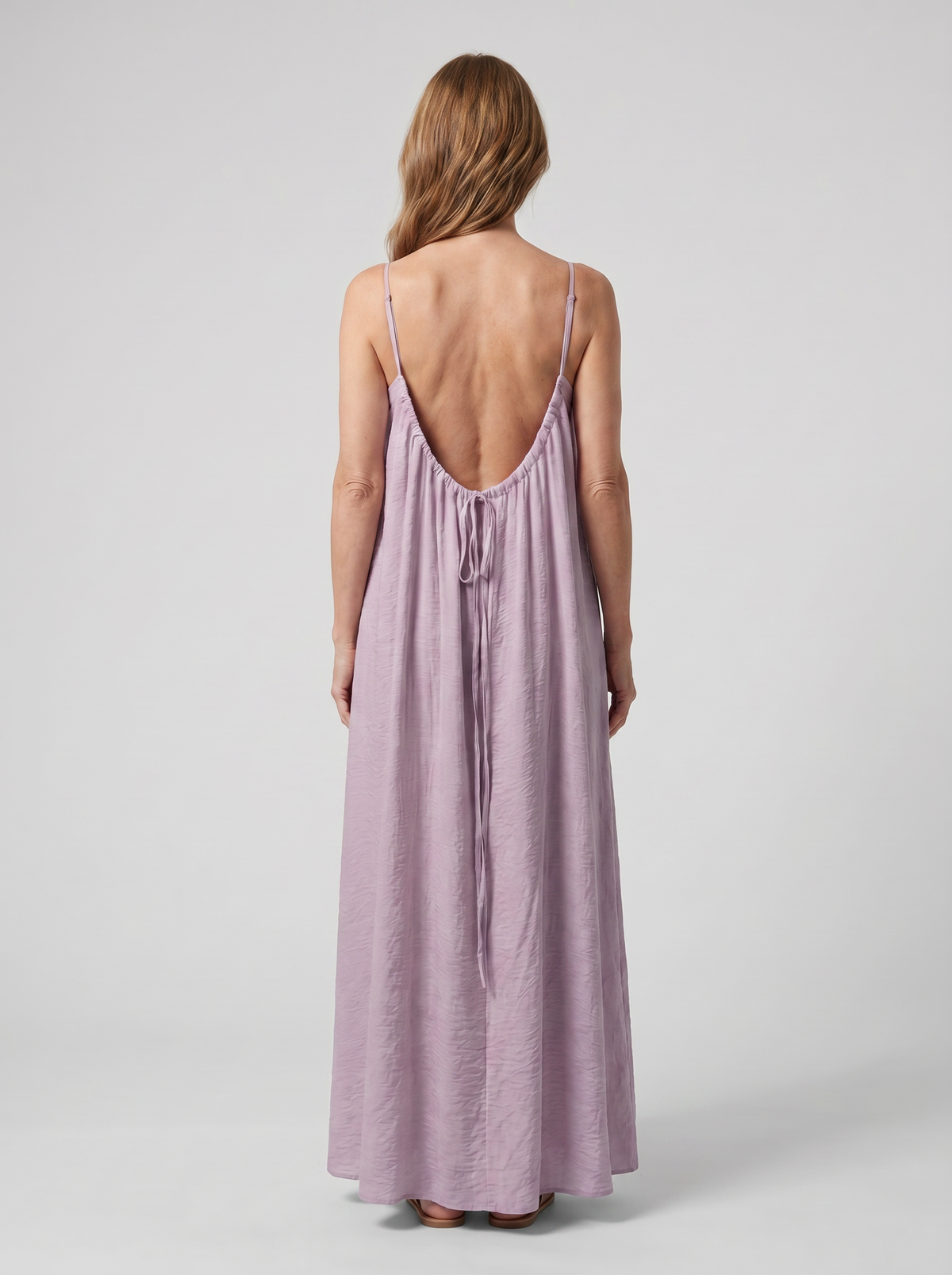 Rosalie backless maxi dress in Purple - back view