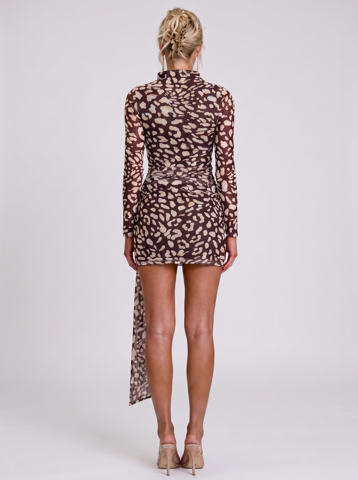 Leona leopard mesh mini dress - back view