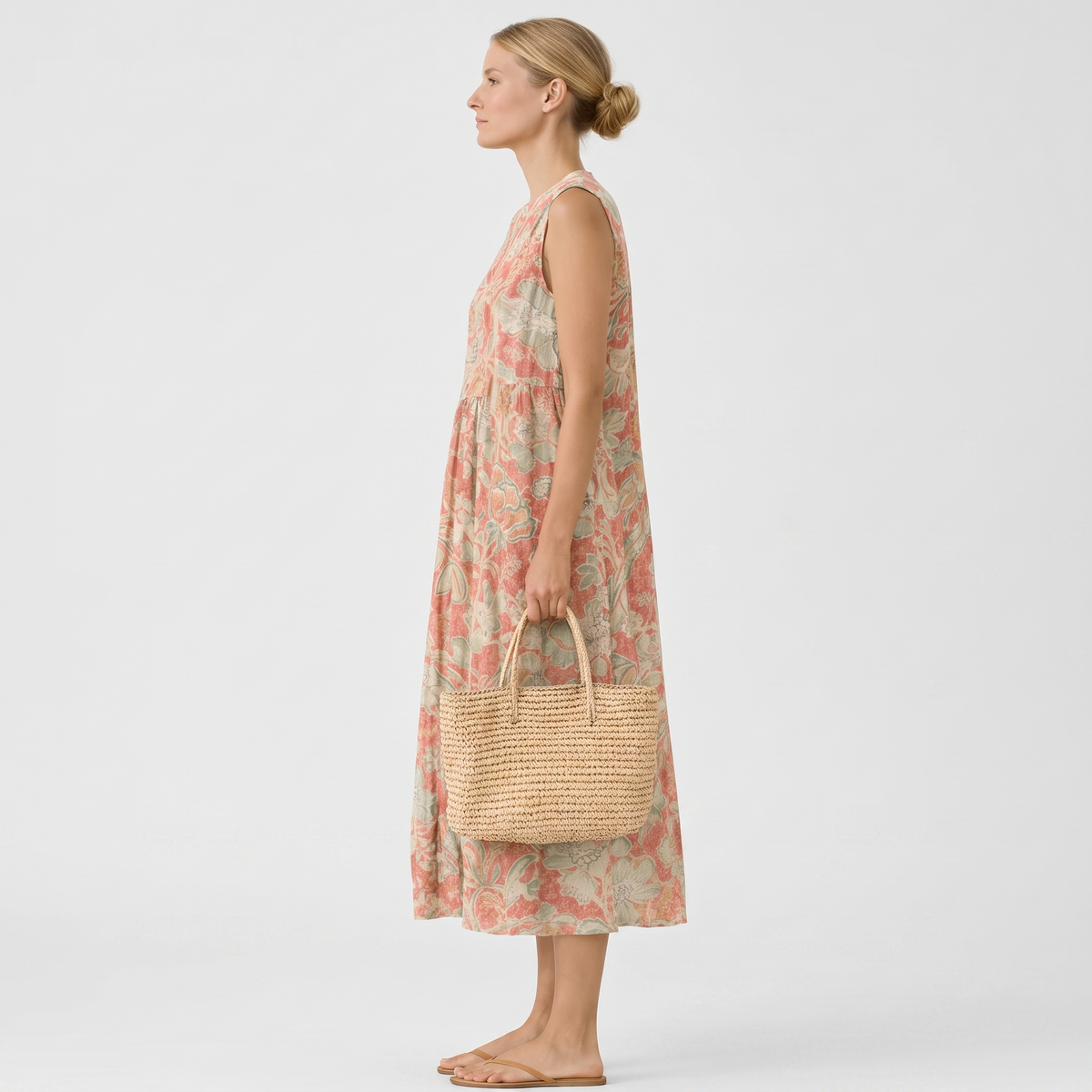 Raya Everyday Midi Dress - side profile showing the drape and midi length