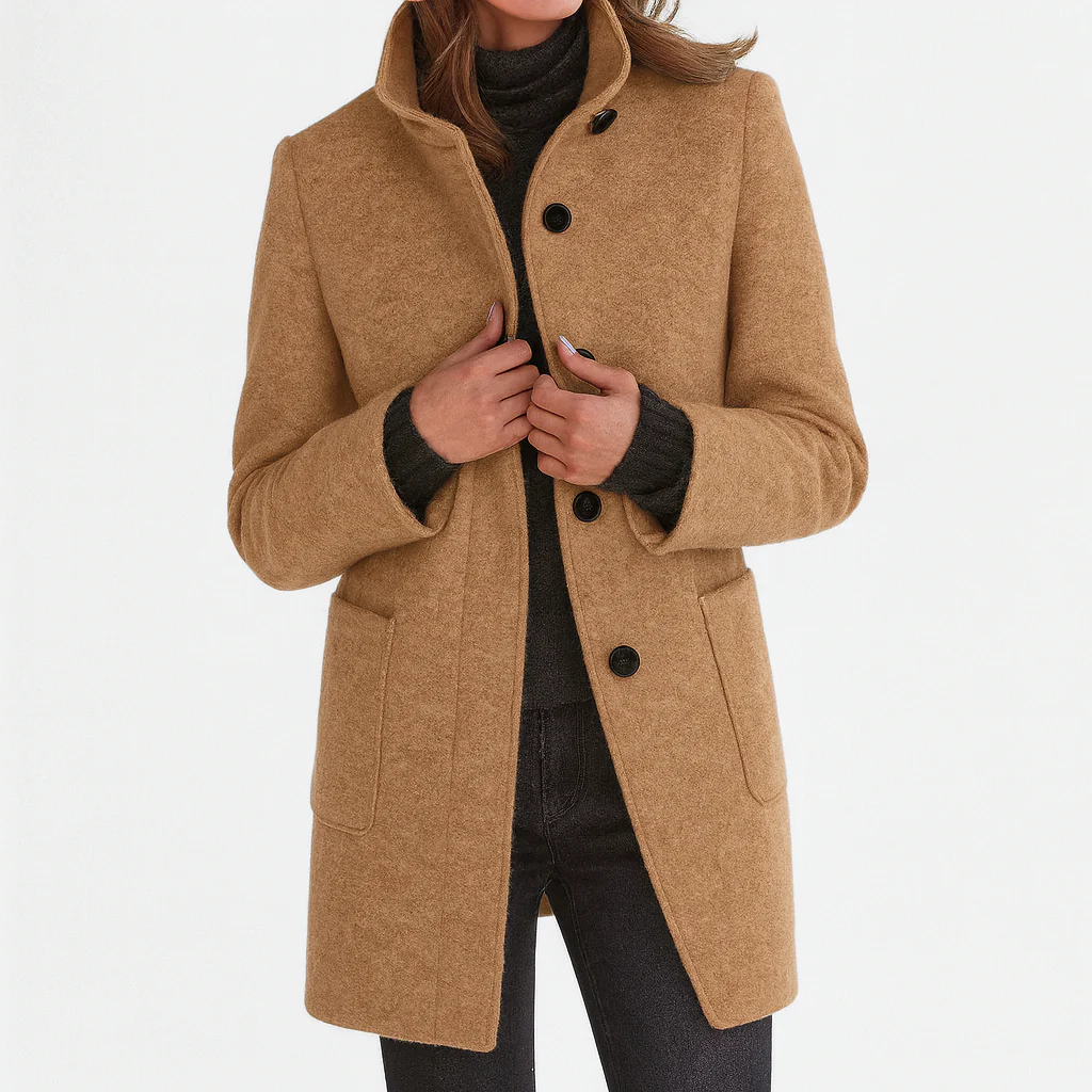 Aspen Coat — camel, front view