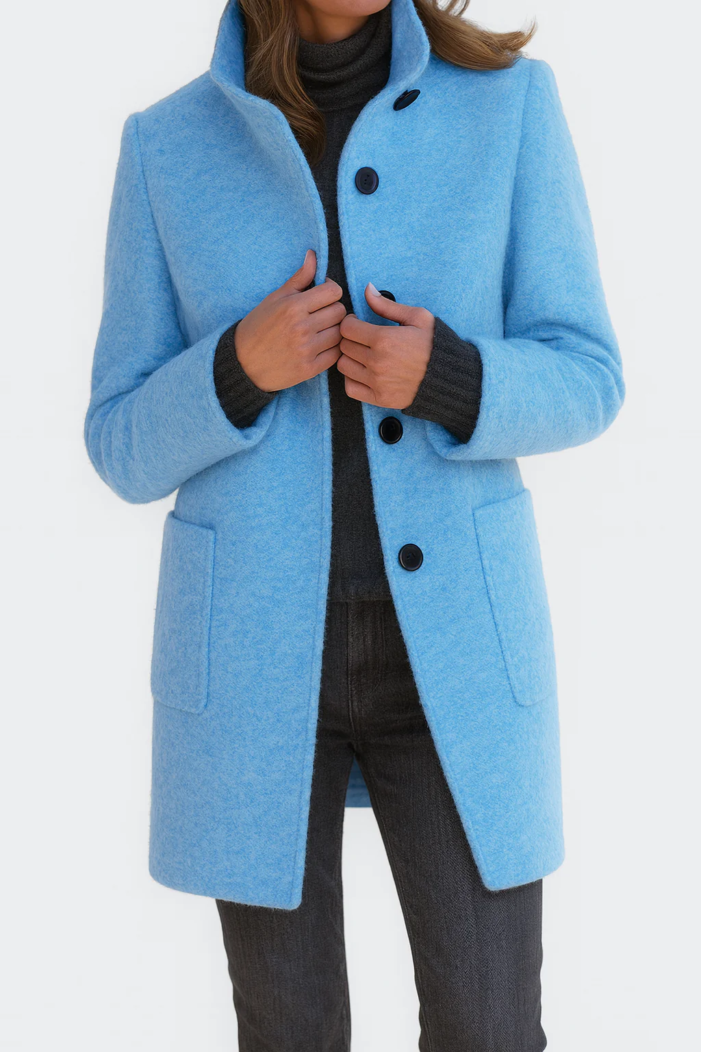 Aspen Coat — light blue, front view