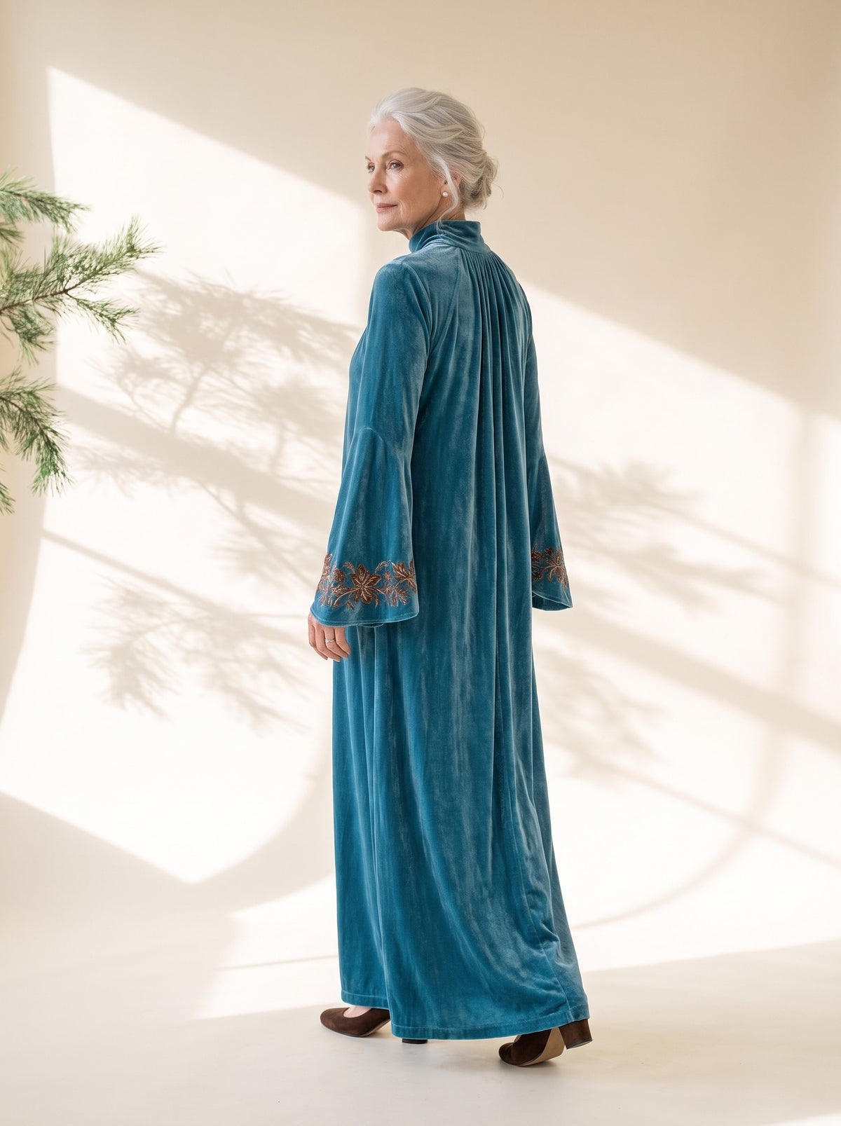 Iona Maxi Dress in Teal Blue, back view