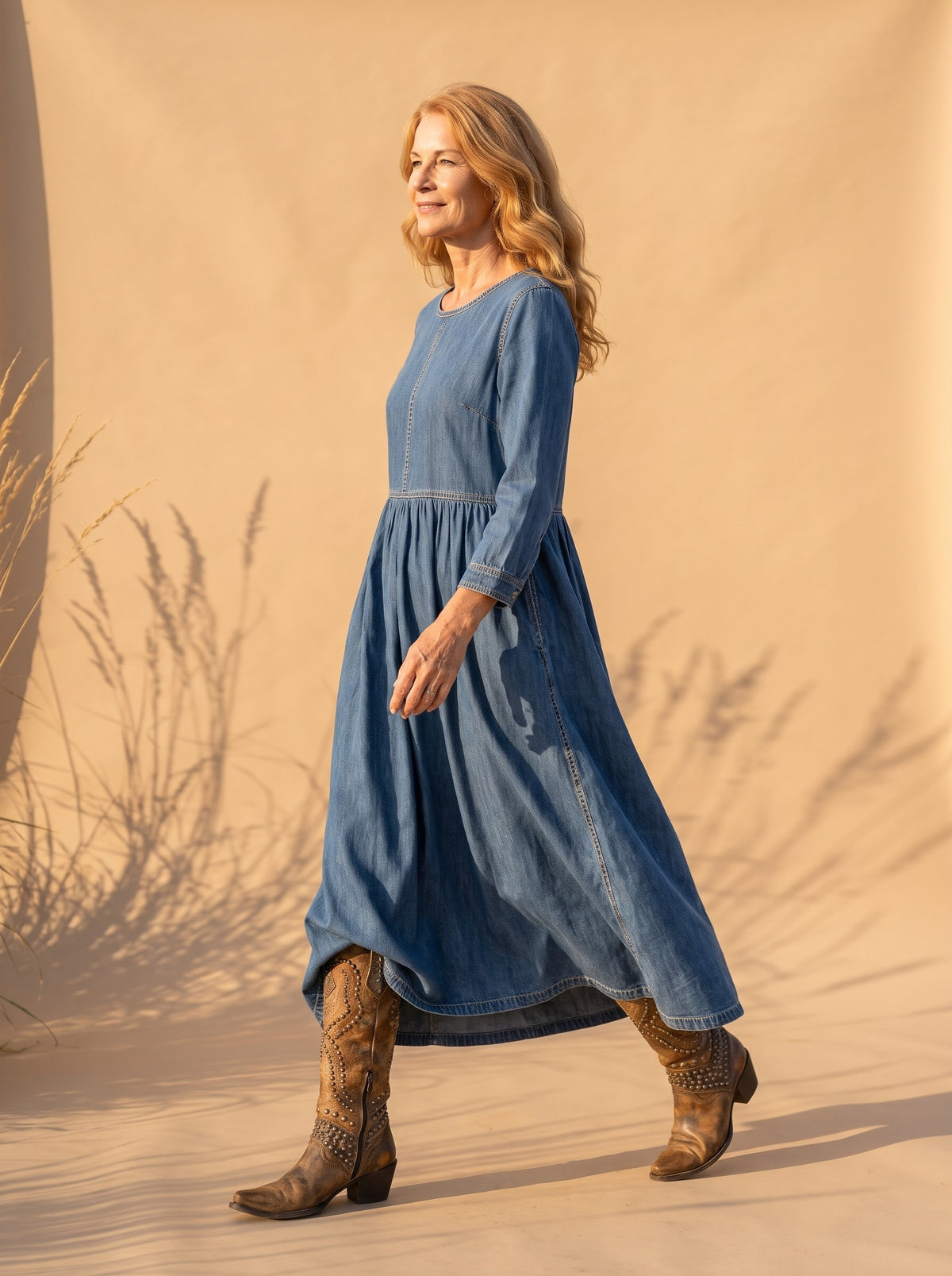 Jolene Maxi Dress in Blue, side view