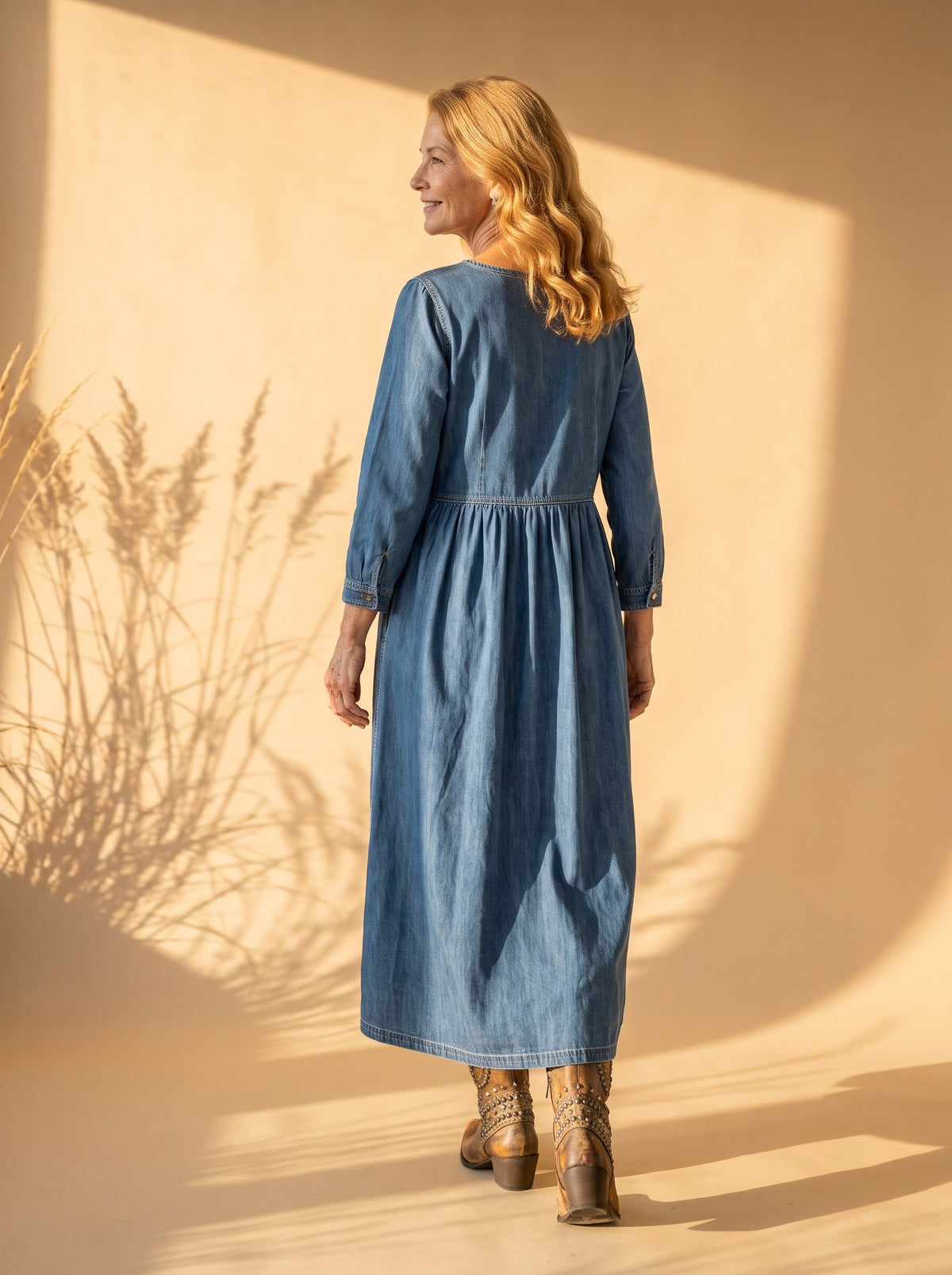 Jolene Maxi Dress in Blue, back view