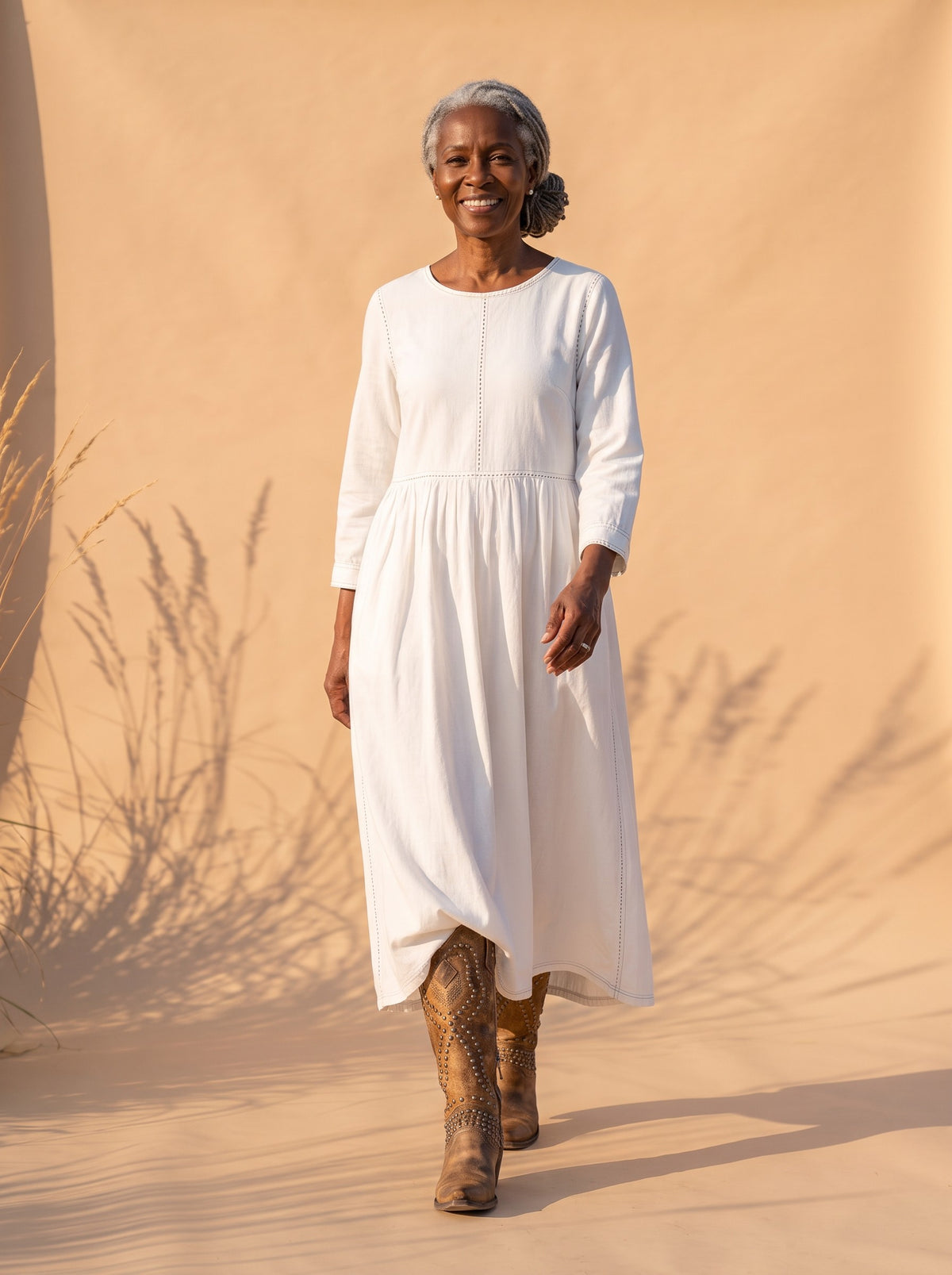 Jolene Maxi Dress in White, front view