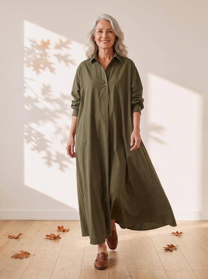 Kathleen Maxi Dress in Olive, front