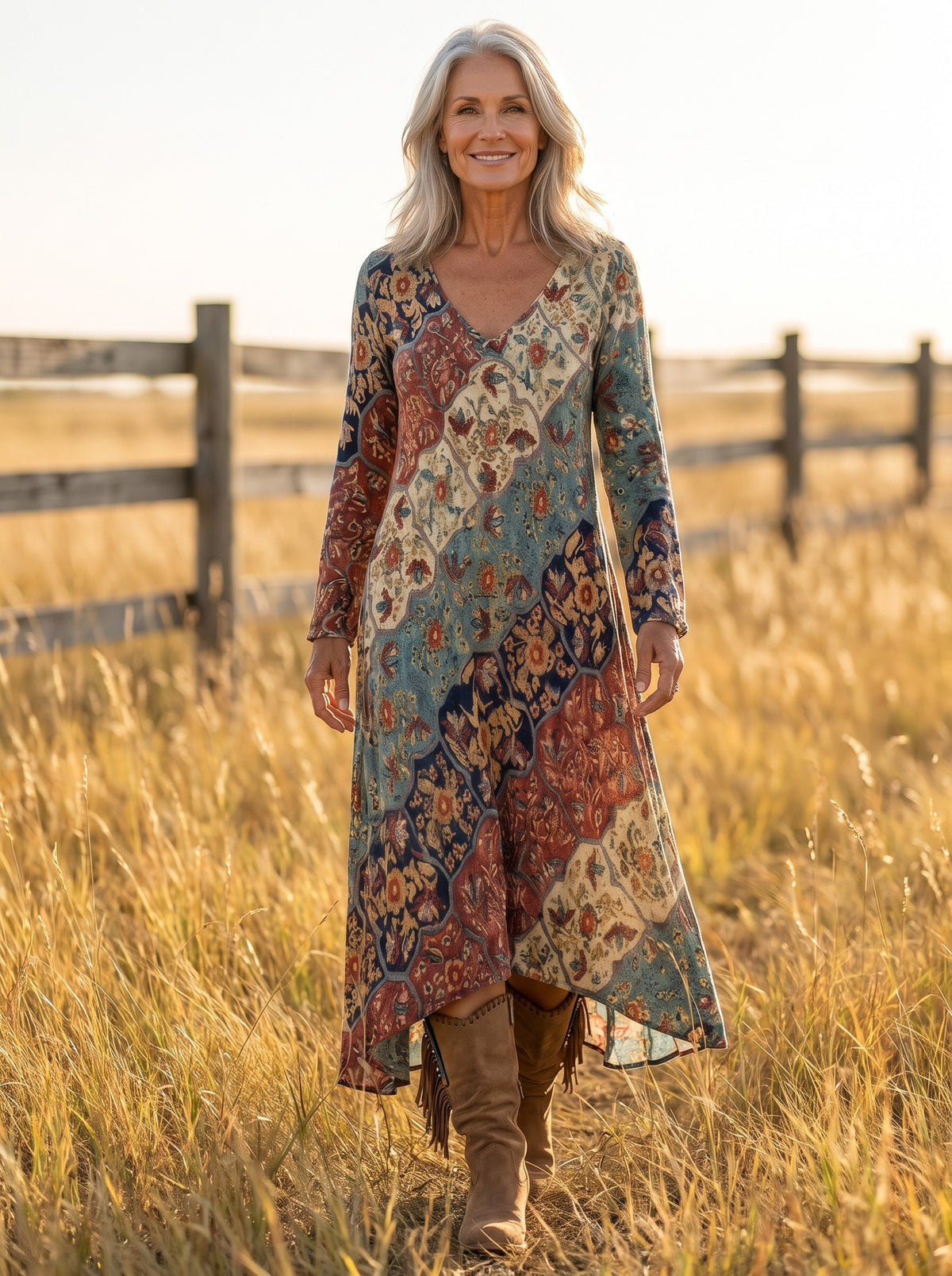 Laramie Maxi Dress in Multicolor Paisley, front view