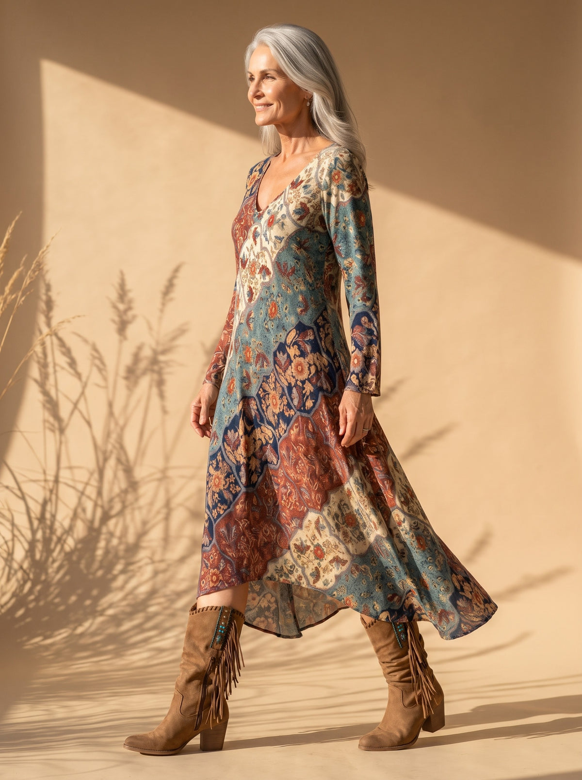 Laramie Maxi Dress in Multicolor Paisley, side view