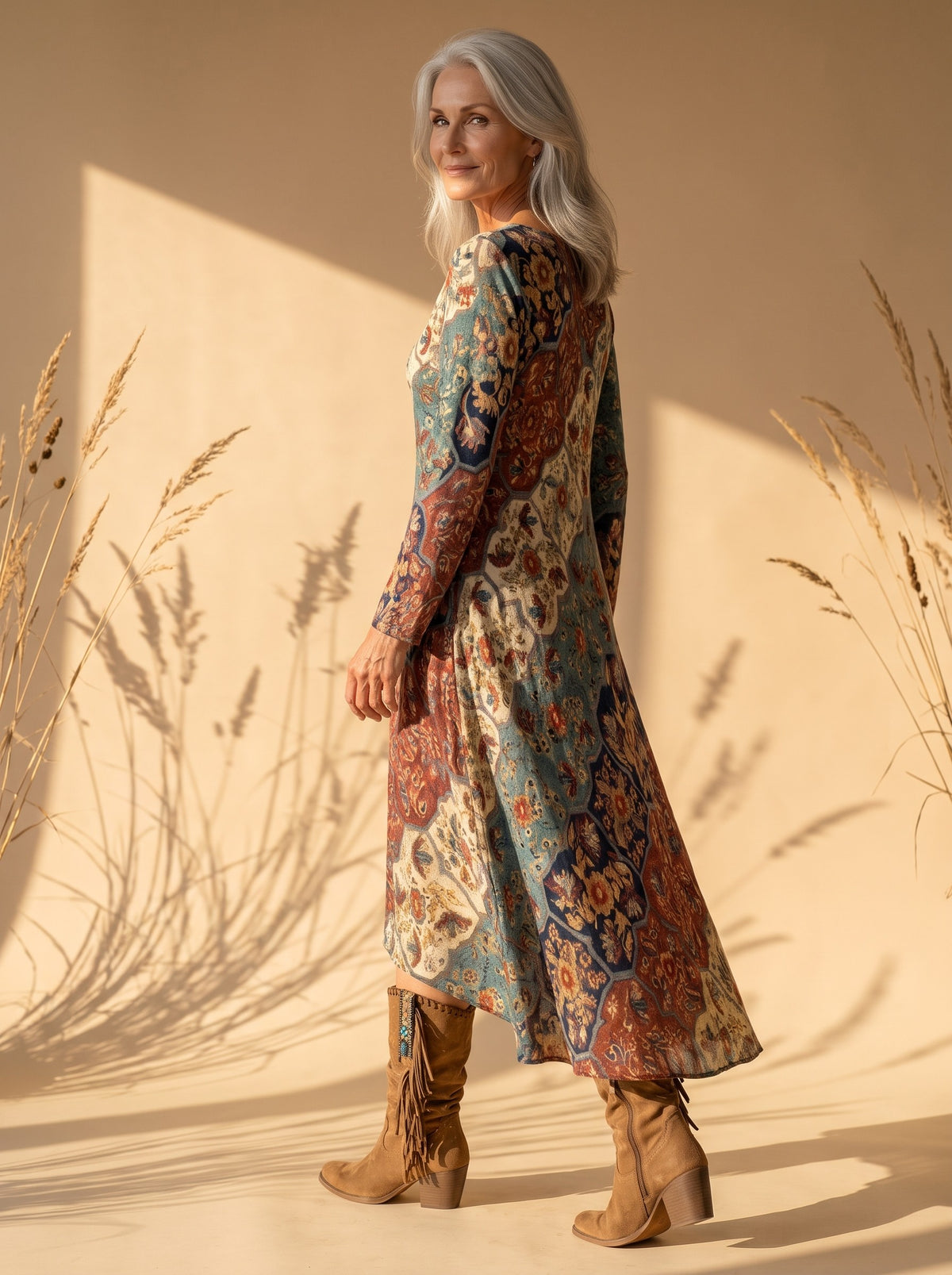Laramie Maxi Dress in Multicolor Paisley, back view