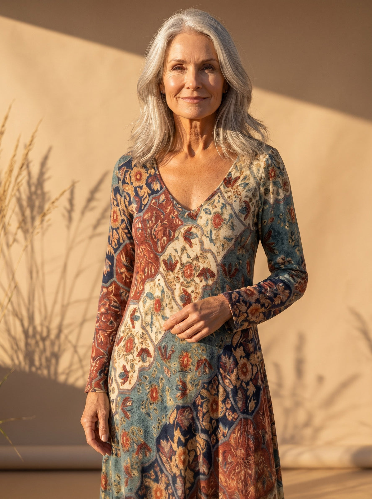 Laramie Maxi Dress in Multicolor Paisley, detail view