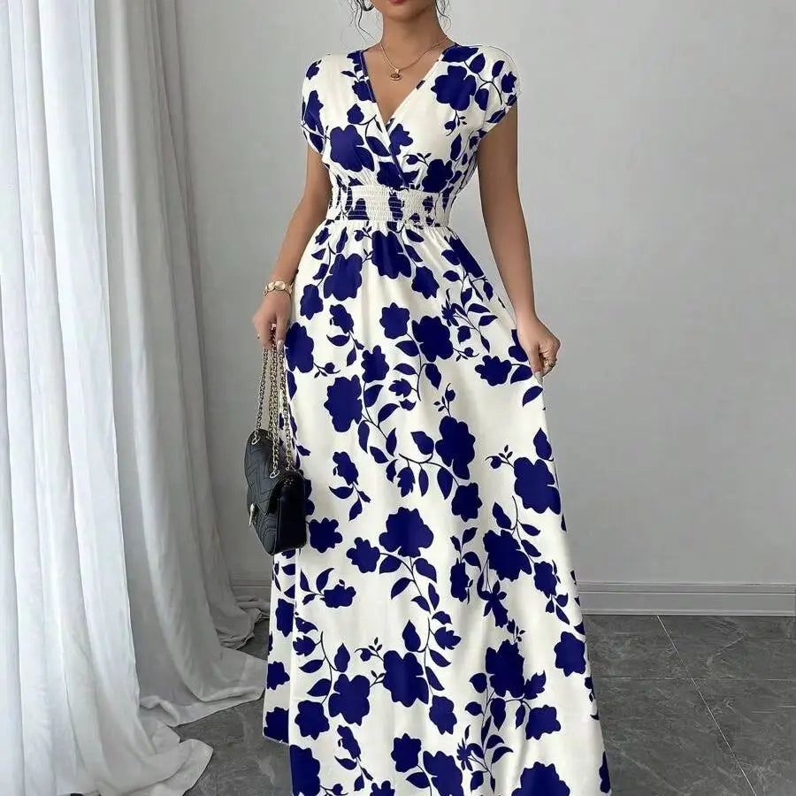 Lydia Maxi Dress in Navy Floral, front