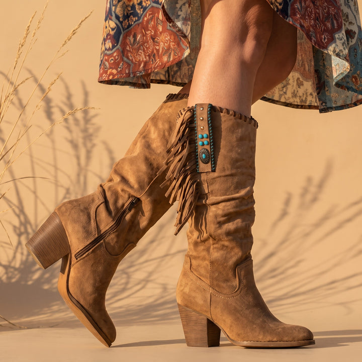Madison Comfortable Stylish Boots in Brown, styled view