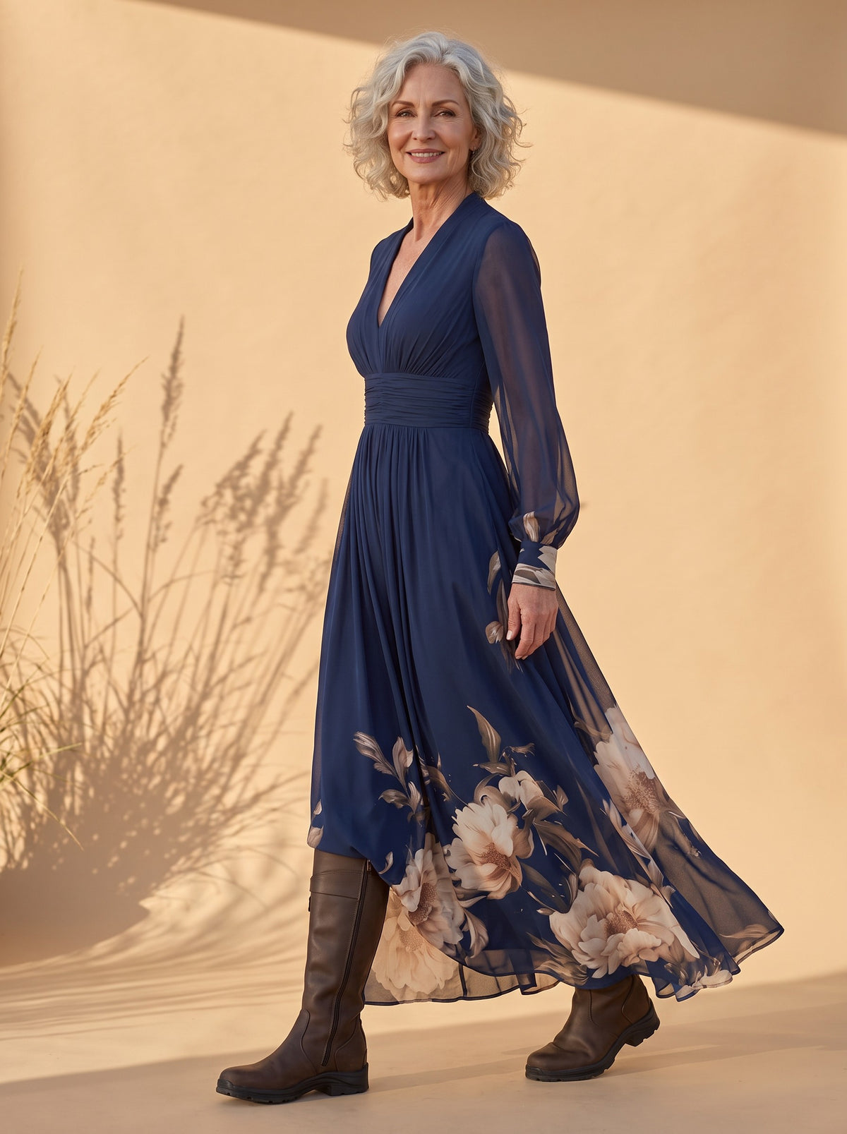Marlena Maxi Dress in Navy, side view