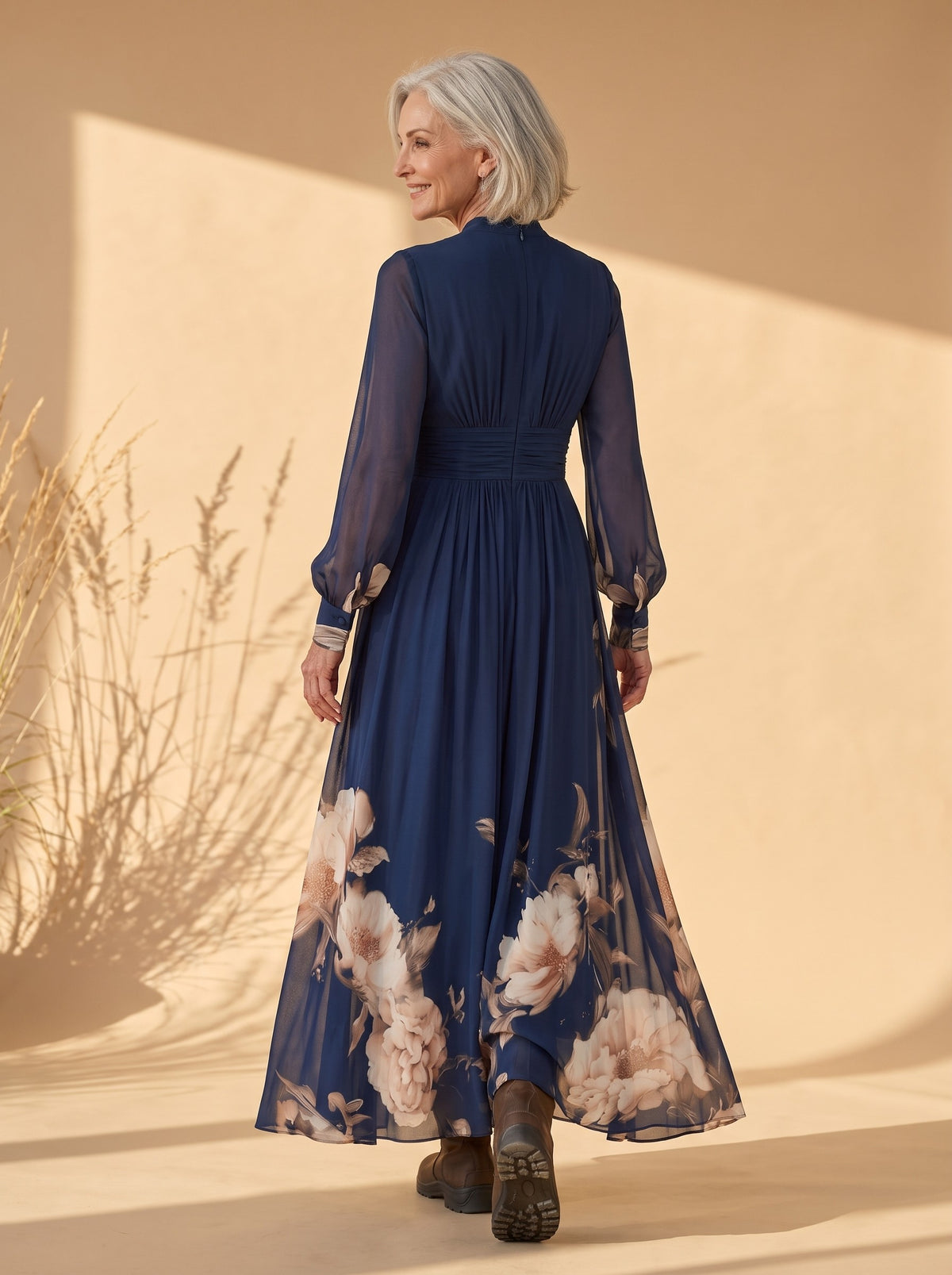 Marlena Maxi Dress in Navy, back view