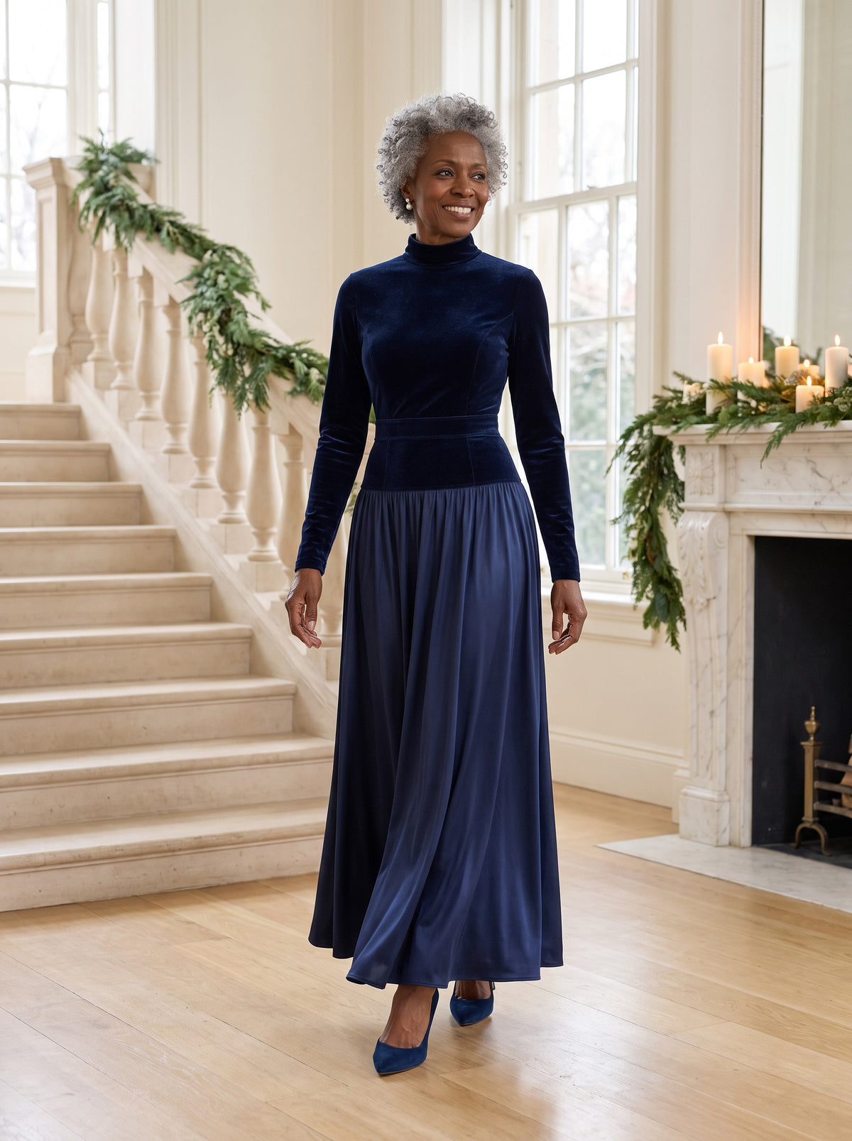 Nanette Maxi Dress in Navy, front view