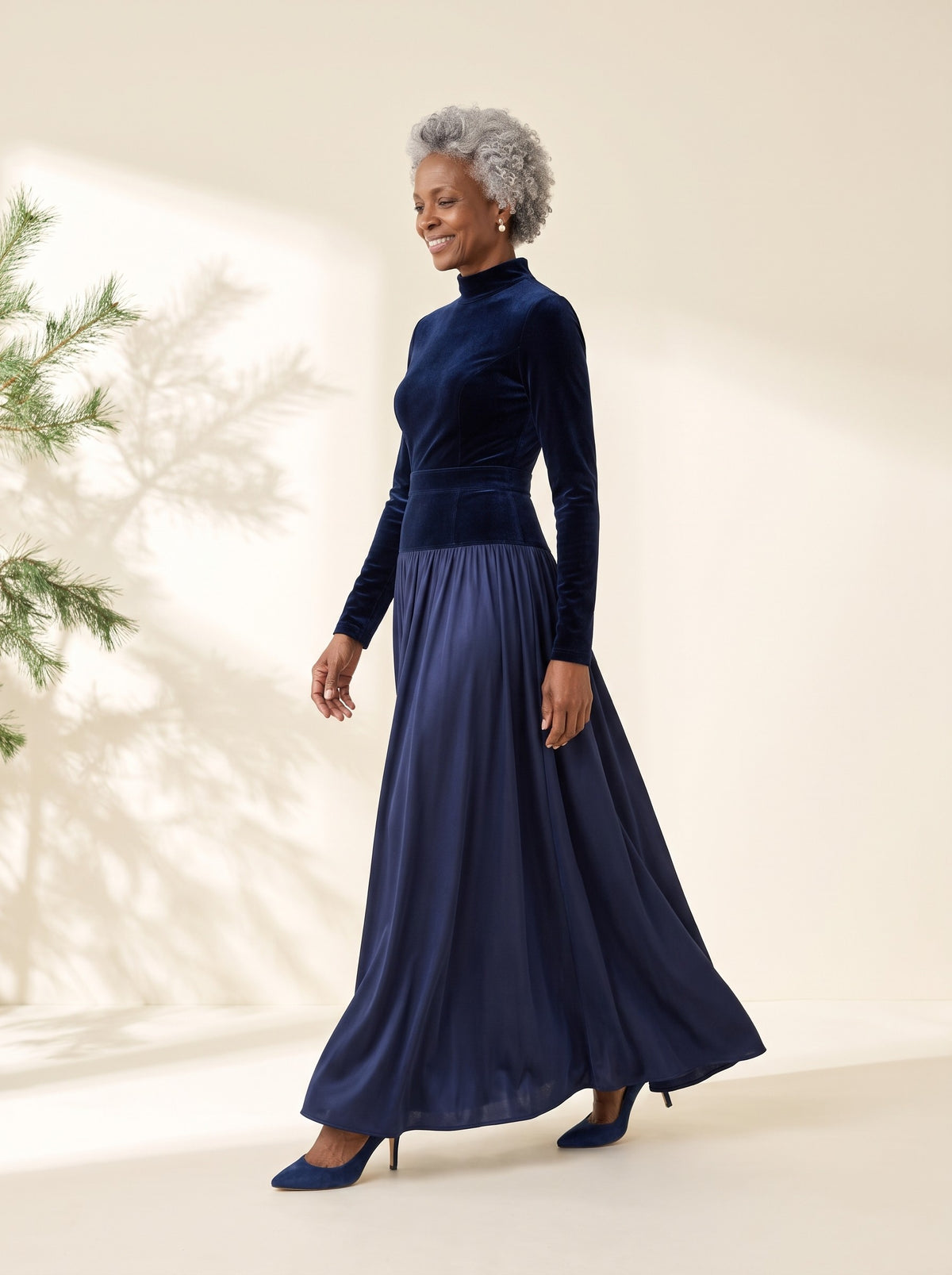 Nanette Maxi Dress in Navy, side view