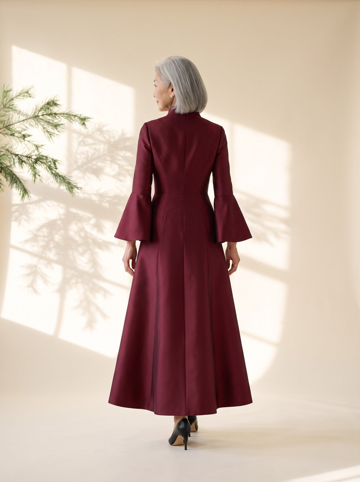 Noreen Maxi Dress in Burgundy, back view
