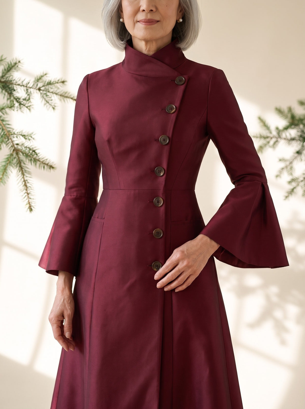 Noreen Maxi Dress in Burgundy, detail view