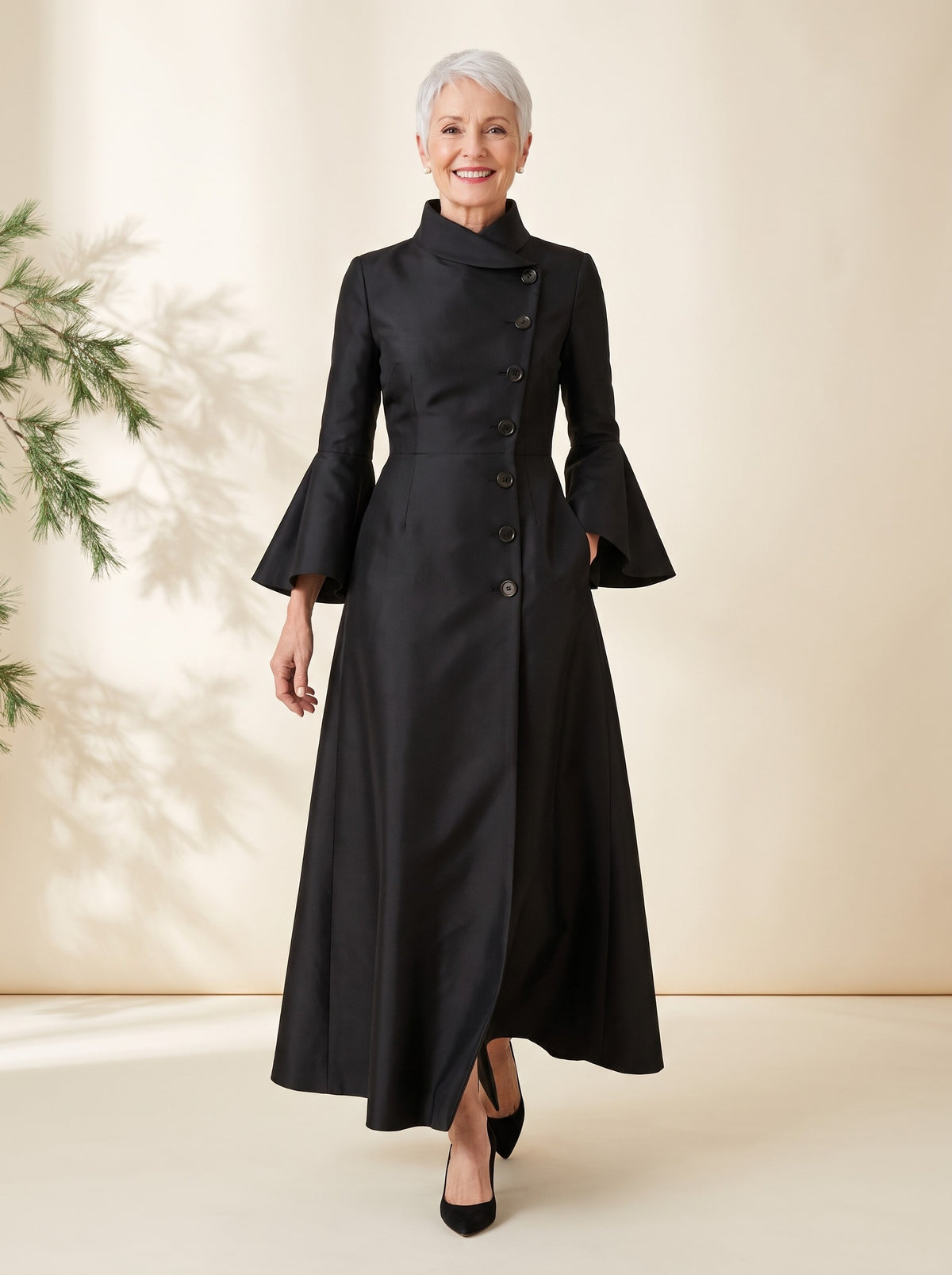 Noreen Maxi Dress in Black, front view