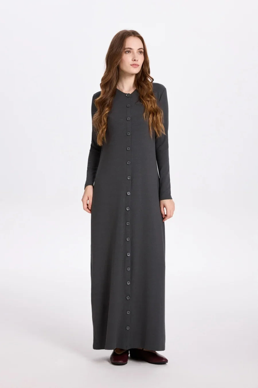 Patricia Maxi Dress in Grey, studio front