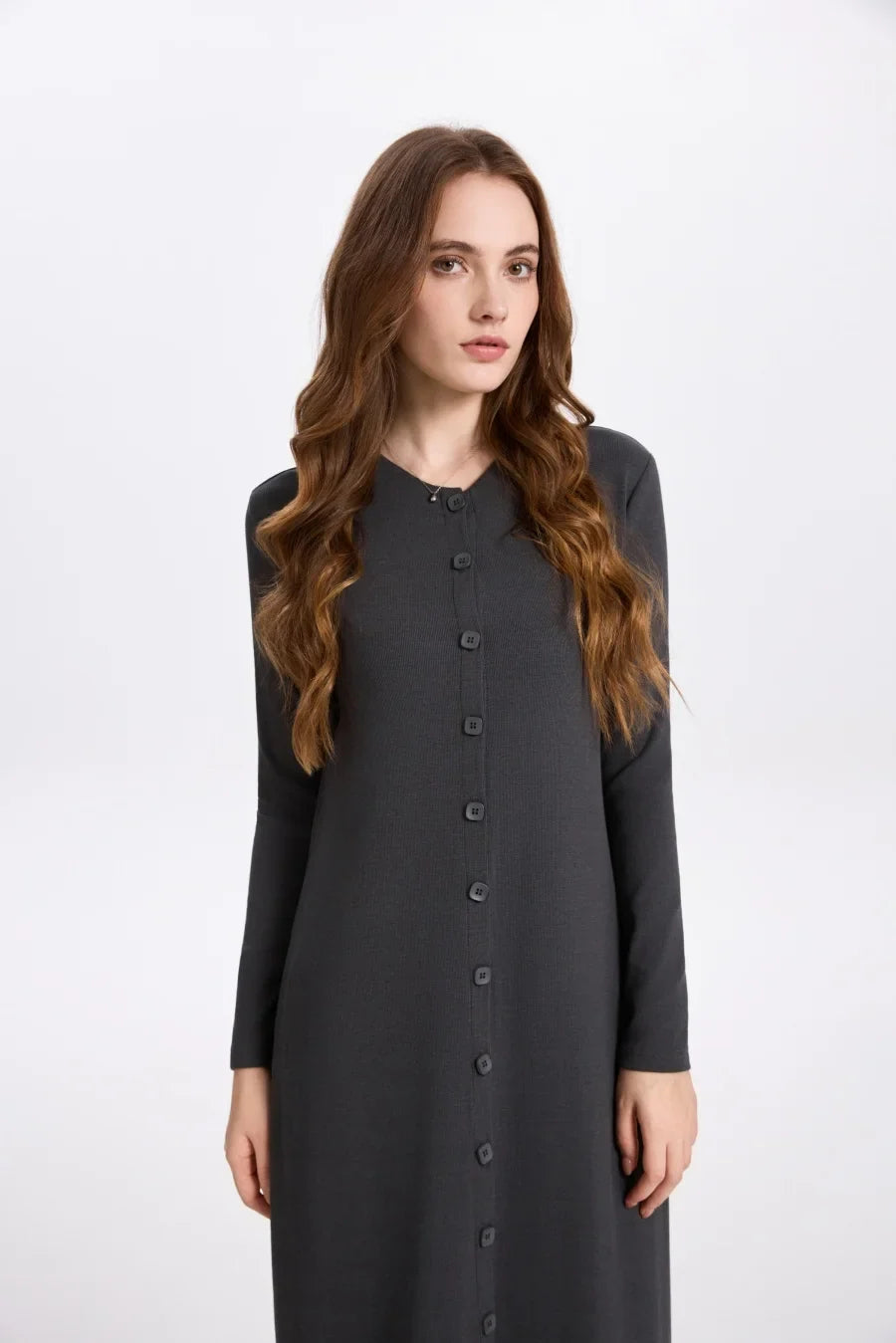 Patricia Maxi Dress in Grey, close-up