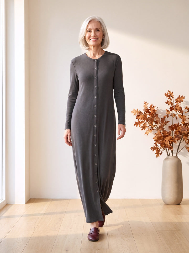 Patricia Maxi Dress in Grey, front