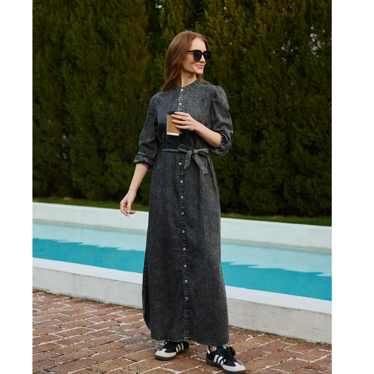 Phyllis Maxi Dress in Black, front