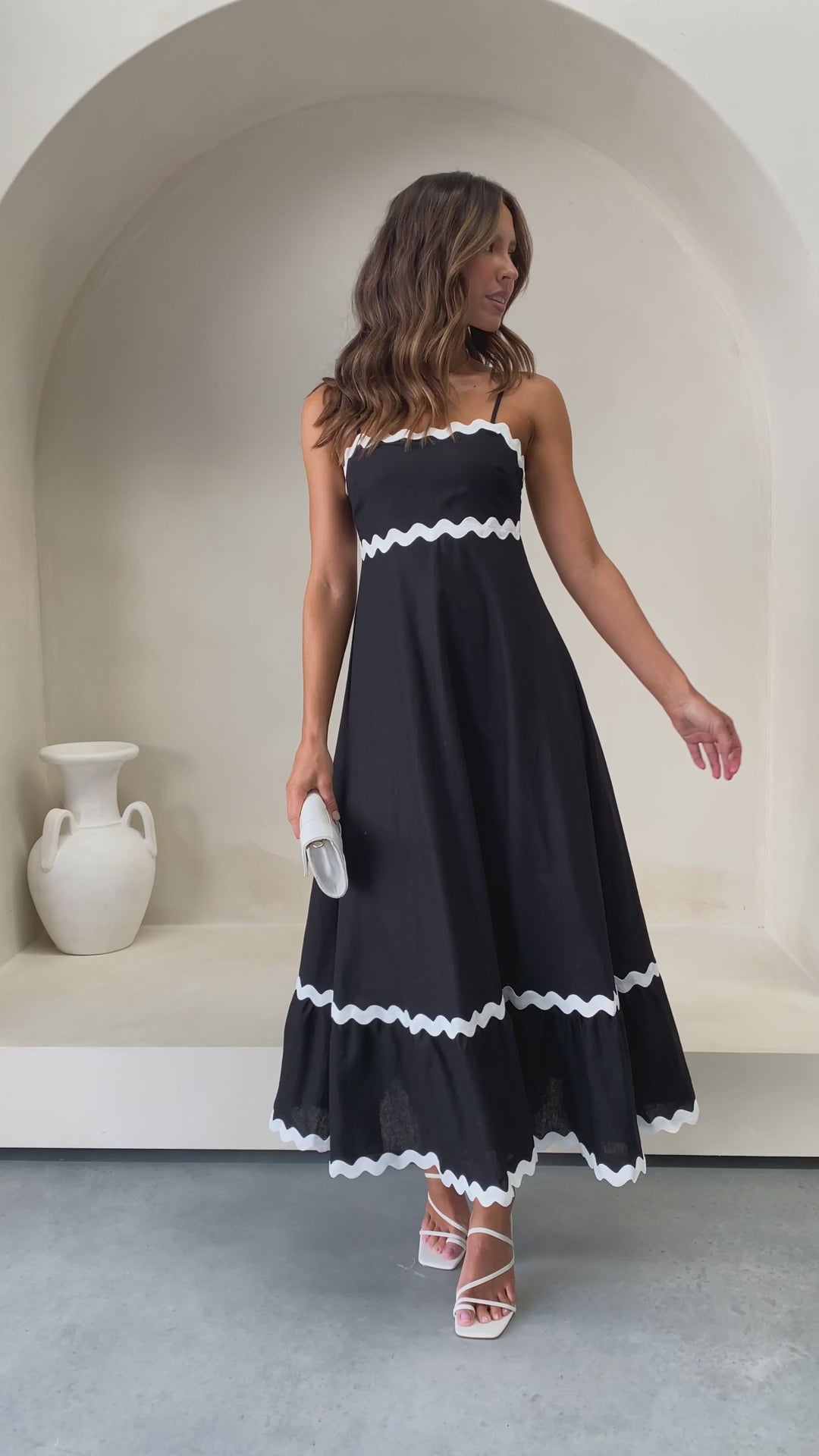 Brodey Midi Dress - Black / White