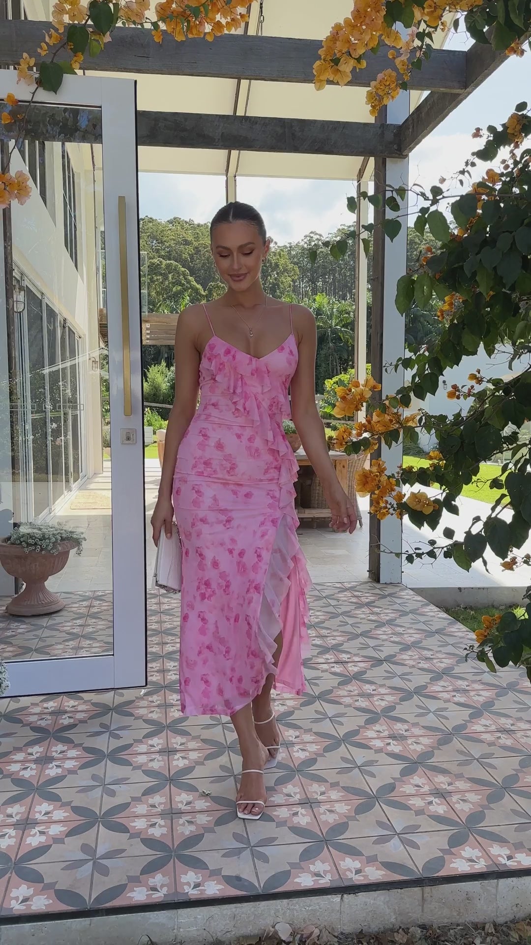 Debbie Midi Dress - Pink Floral