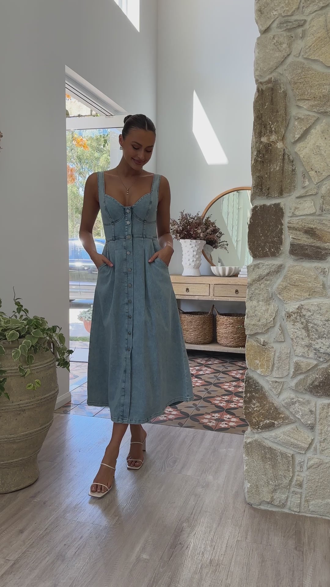 Abrianna Midi Dress - Light Denim