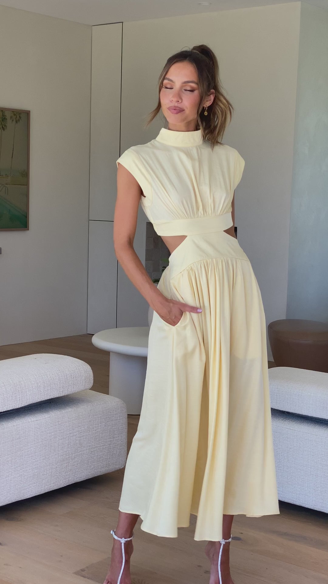 Cindie Midi Dress - Yellow