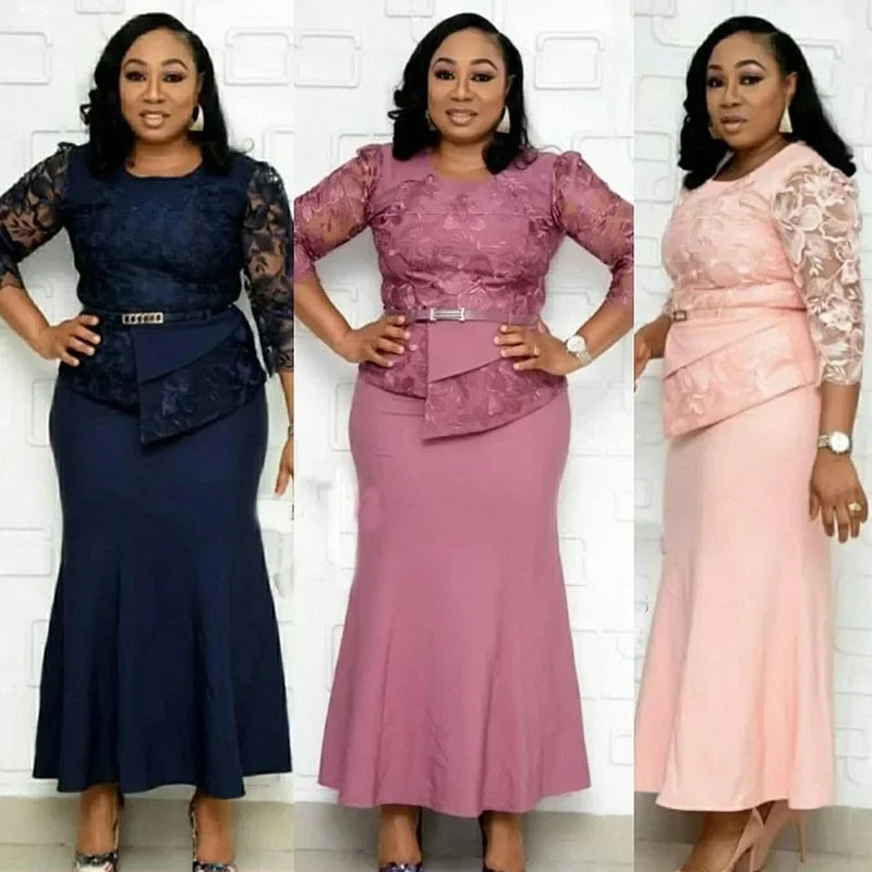 Priscilla Maxi Dress in Navy, Mauve and Pink, front