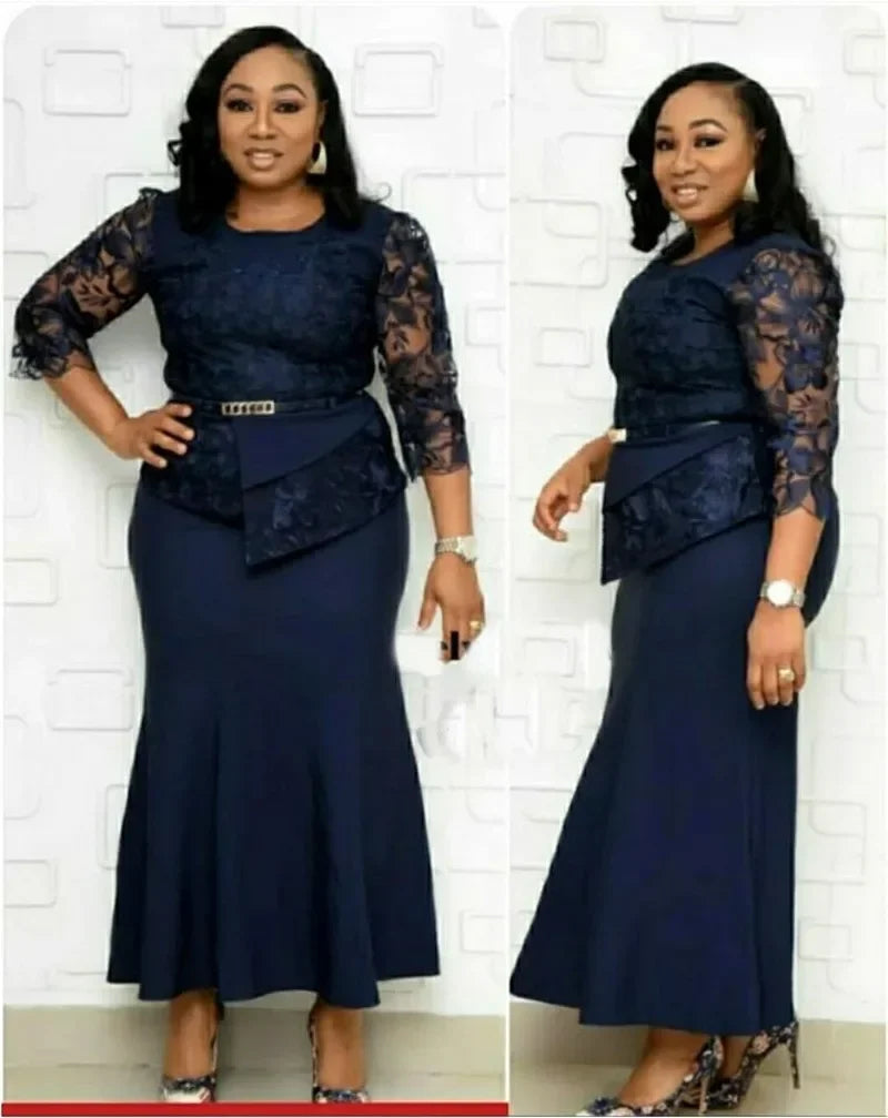 Priscilla Maxi Dress in Navy, front and side