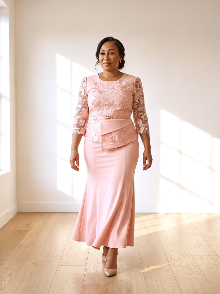 Priscilla Maxi Dress in Pink, front